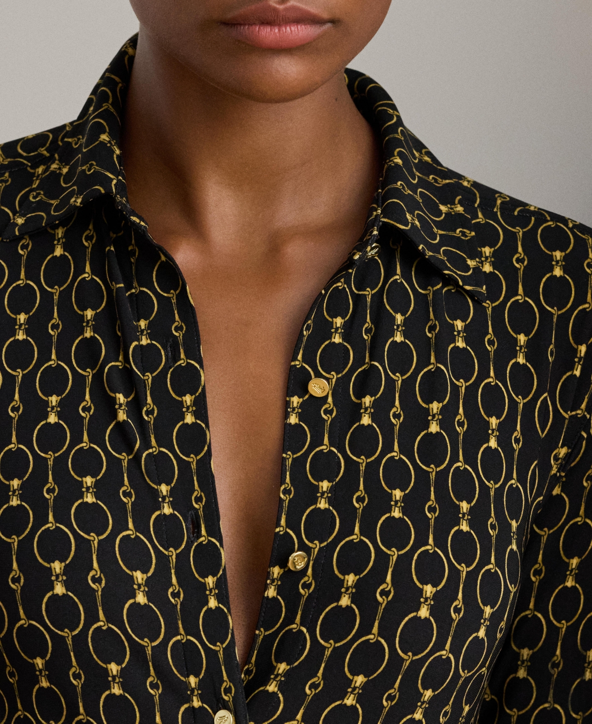 Ralph Lauren Slim Fit Chain-print Jersey Shirt In Multi