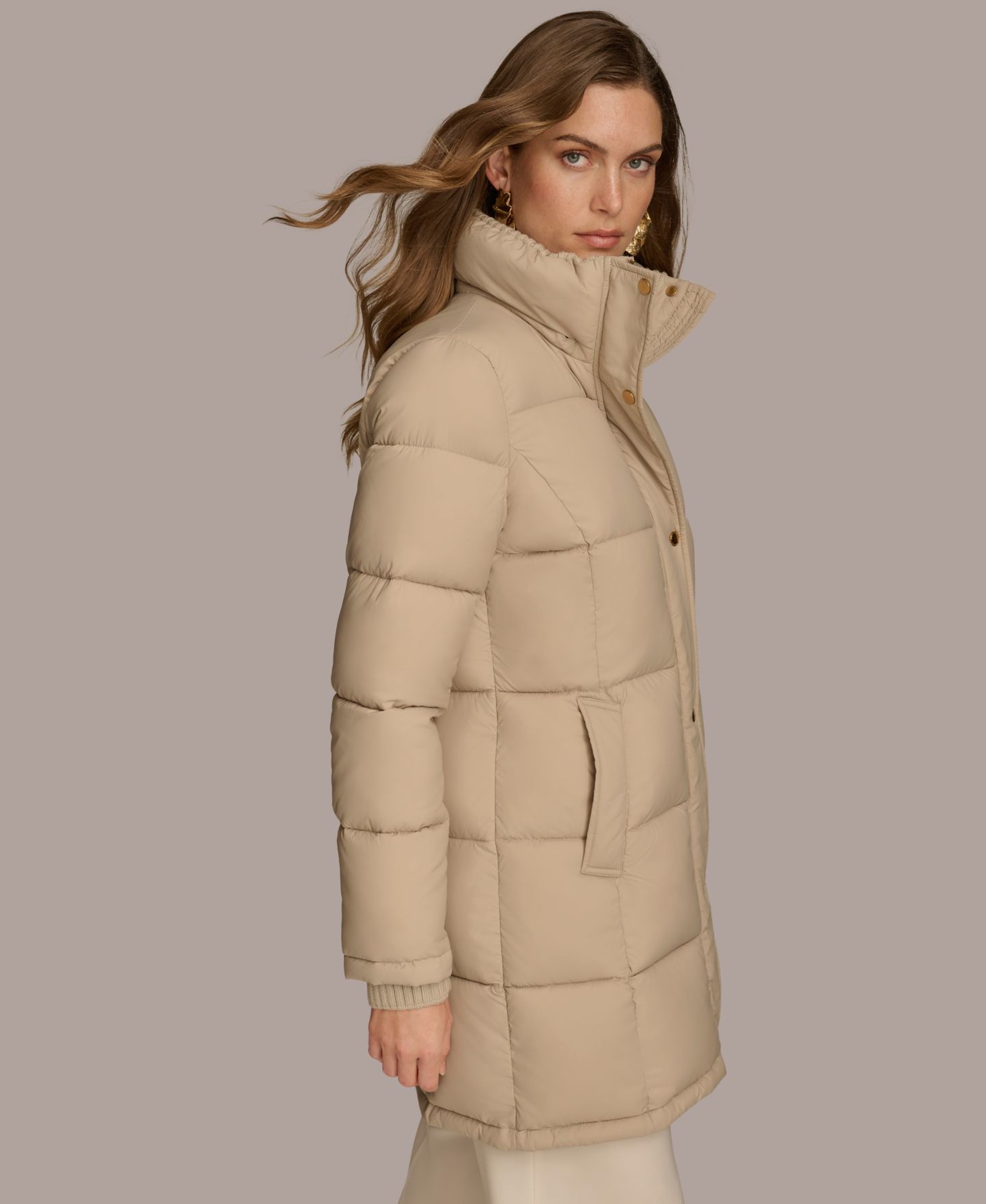 Женская куртка Donna Karan New York Hooded Puffer, цвет: Тёмный серо-коричневый — фото 7