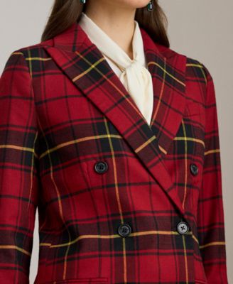 Women's Plaid Long Sleeve Blazer