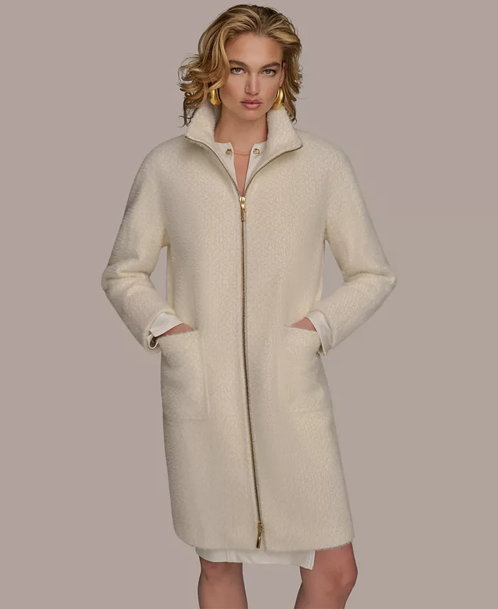 Women's Zip Front High Collared Coat