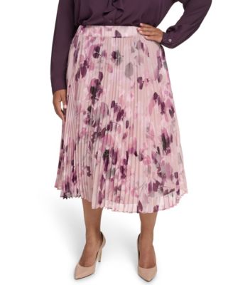Plus Size Printed Midi Skirt