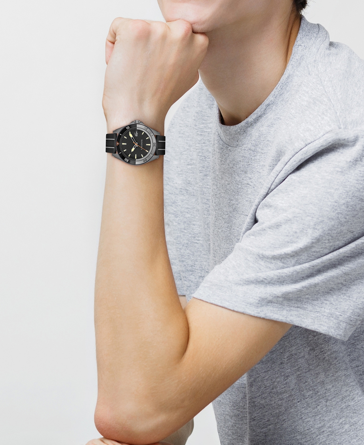 Lacoste Men's Mainsail Black Silicone Strap Watch, 43mm