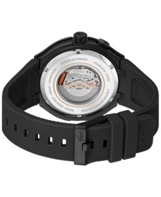 Men's LC33 Mech Hybrid Automatic Black Silicone Strap Watch, 44mm