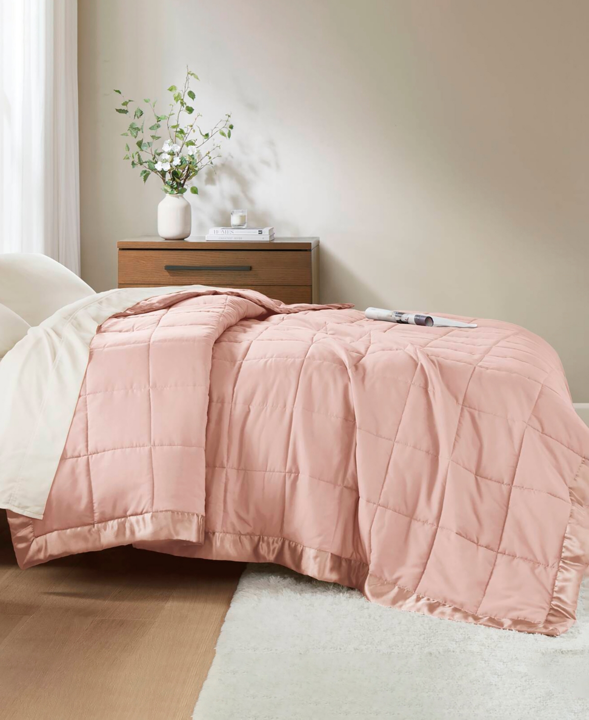 Madison Park Windom Lightweight Down Alternative Satin Trim Blanket