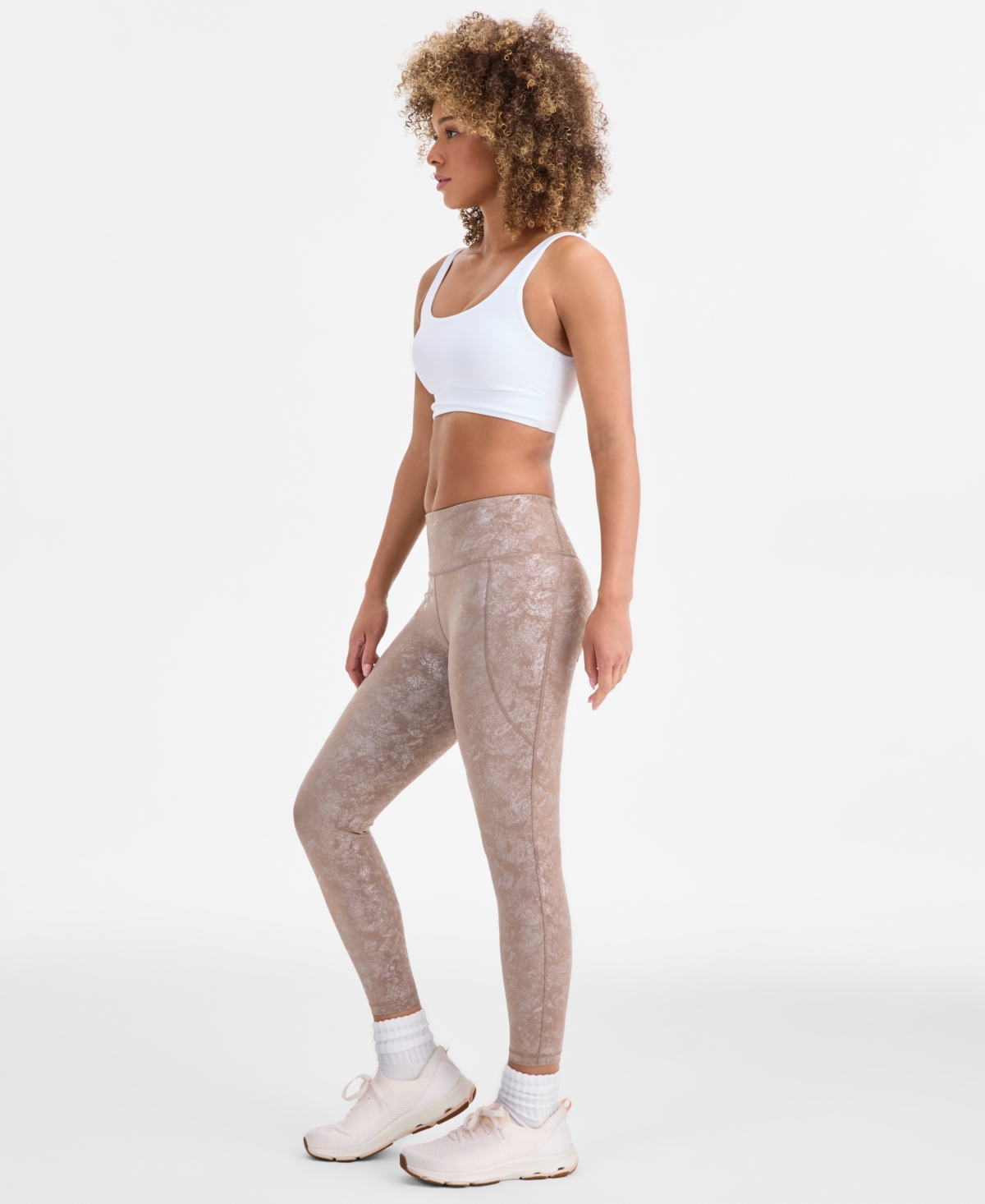 Id Ideology Women's Shine Compression Leggings, Macy's Exclusive In Brown
