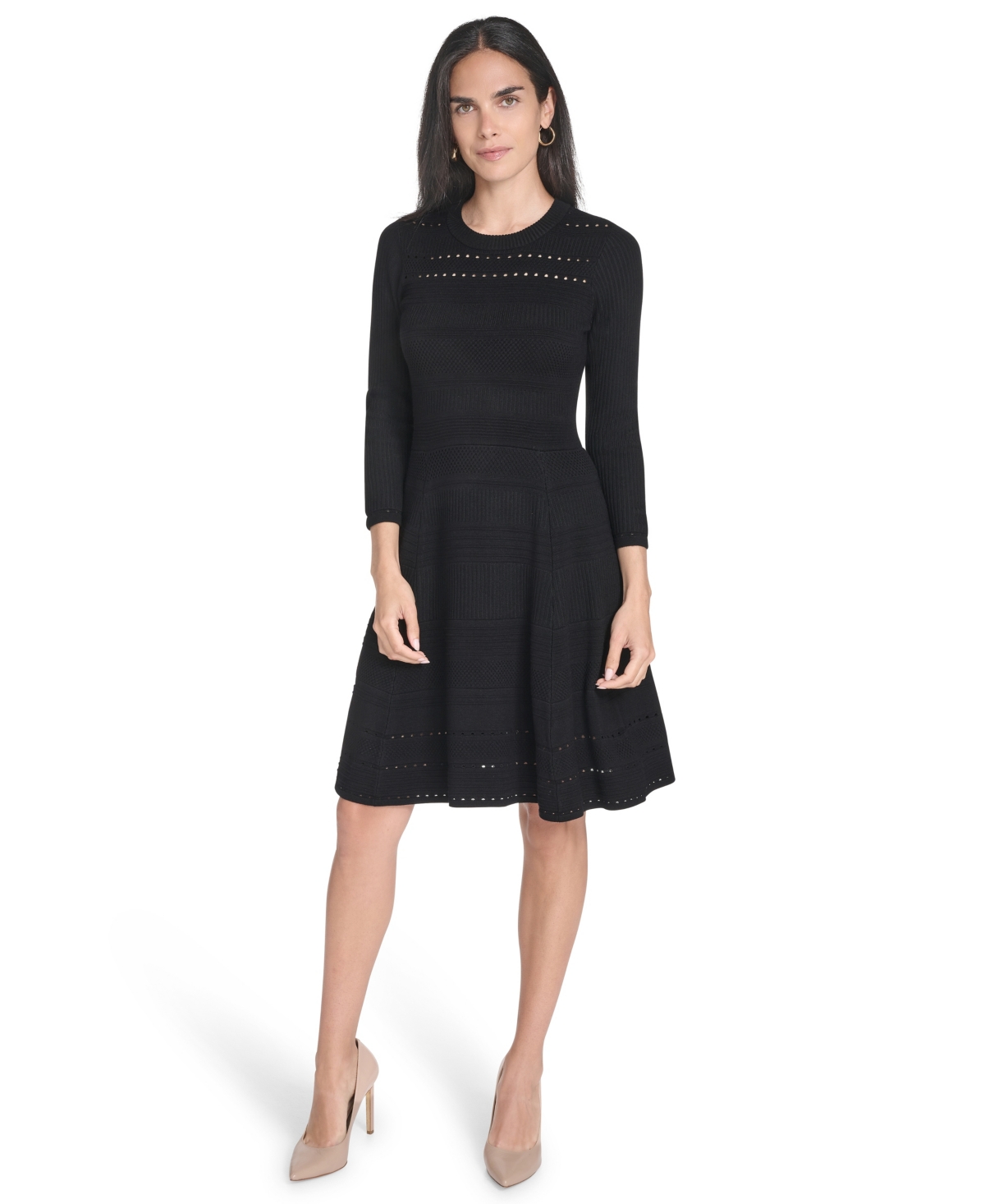 Jessica Howard Women's Textured Ottoman Fit And Flare Dress In Black