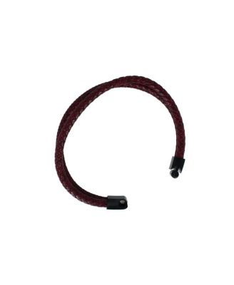 Loose Fit Caleb's Crimson Braided Leather Secure Clasp Bracelet