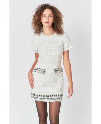 エムエメ Check tweed mermaid mini onepiece mmeeme Ribboncheck mermaid long onepiece