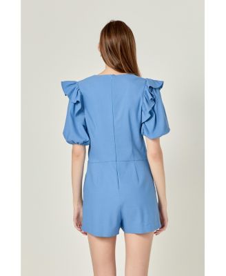 Women's Puff sleeve with Stretched Romper