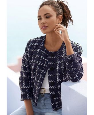 Women's Round Neckline Tweed Jacket