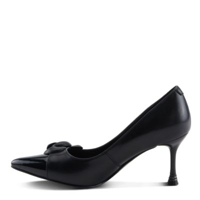 Women's Impression Leather Pumps with Flower Applique, Crystal-Embellished Stiletto Heel, Cushioned Leather Insole – Heels for Work or Evening