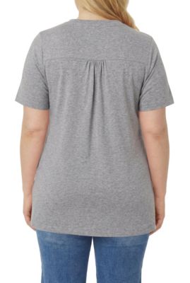 Plus Size Women's Perfect Short-Sleeve Shirred V-Neck Tunic Top