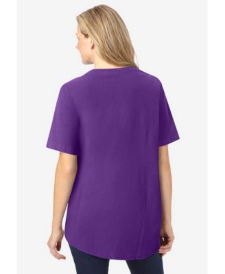 Women's Plus Size Short-Sleeve Crinkle Shirt