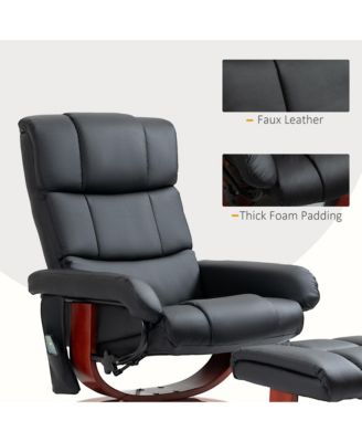 Electric Faux Leather Recliner with Ottoman,10 Vibration Points,
