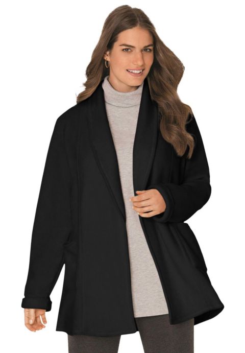 Женский кардиган Woman Within Plus Size Microfleece, цвет: Чёрный