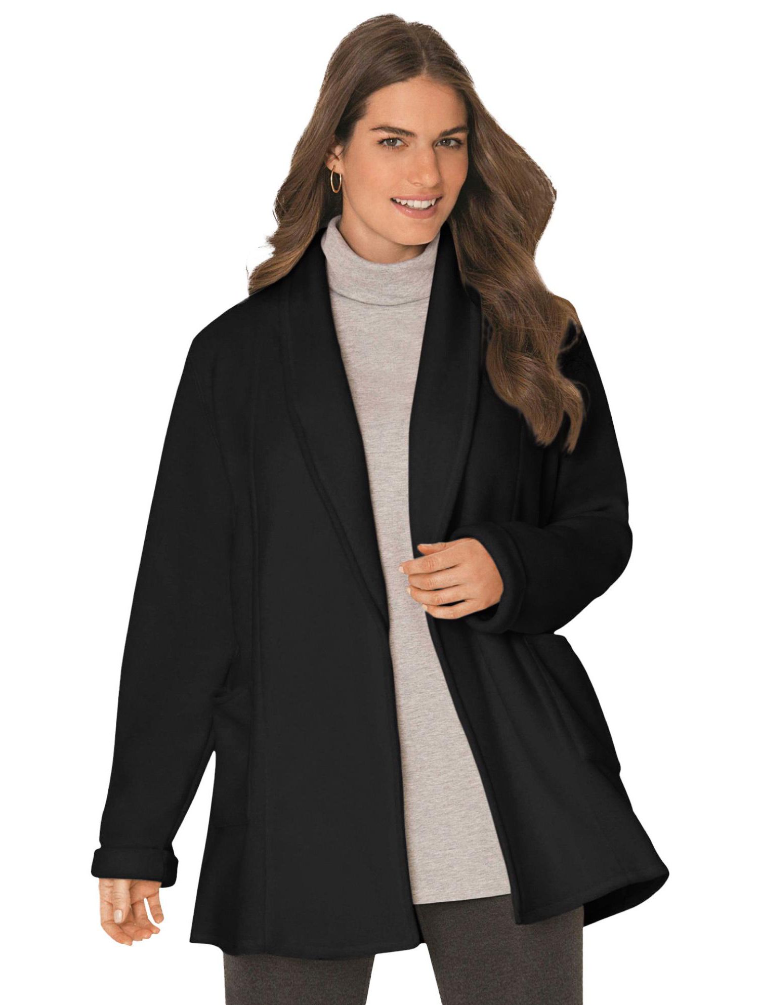 Plus Size Microfleece Cardigan