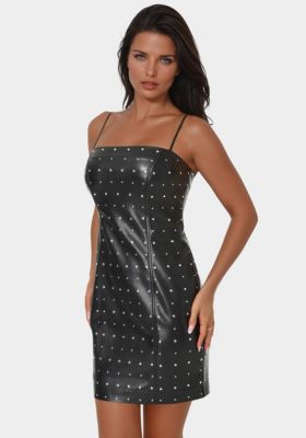 Women's Faux Leather Stud Mini Dress