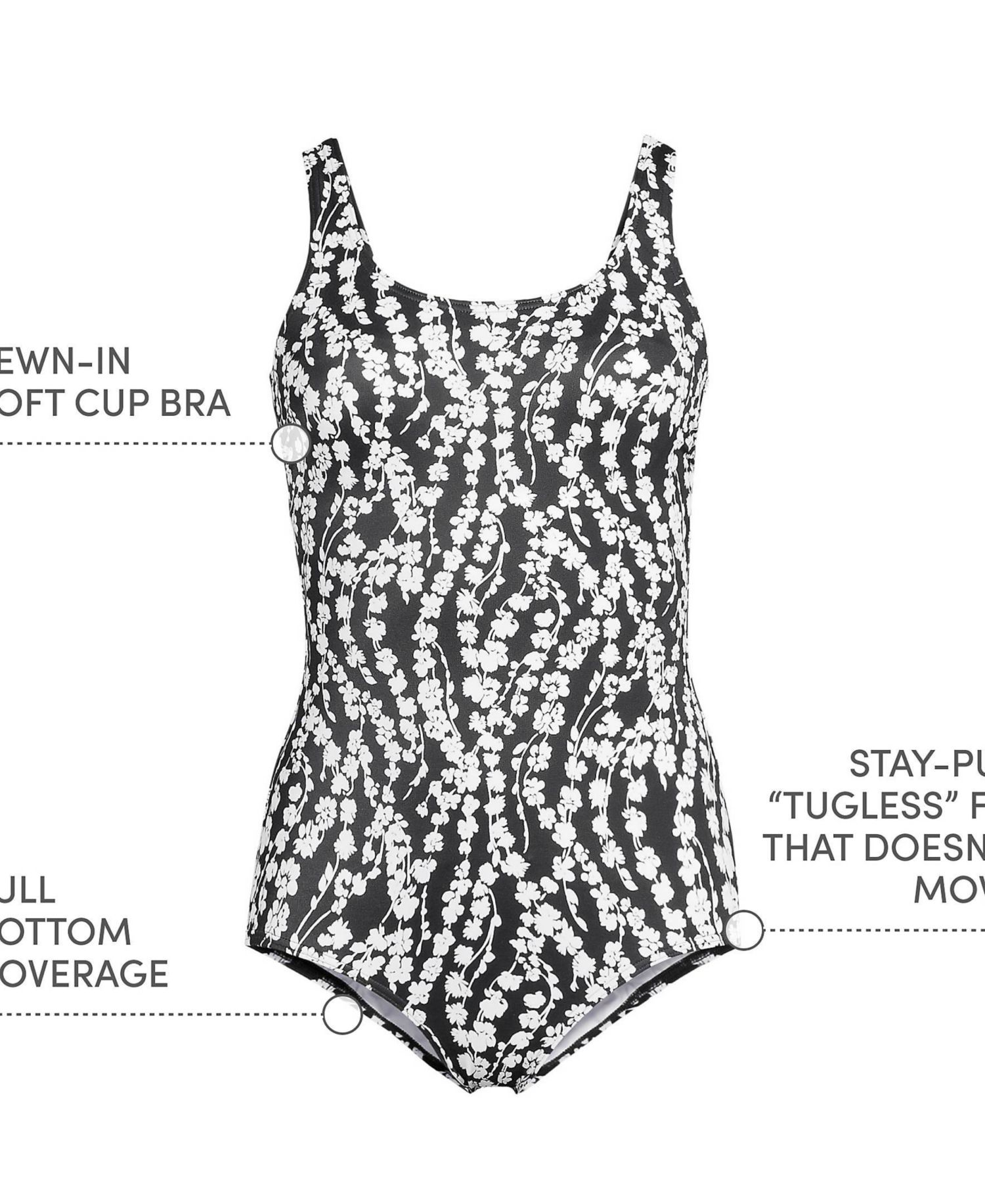 Women's DD-Cup Tugless Low Leg One Piece Swimsuit