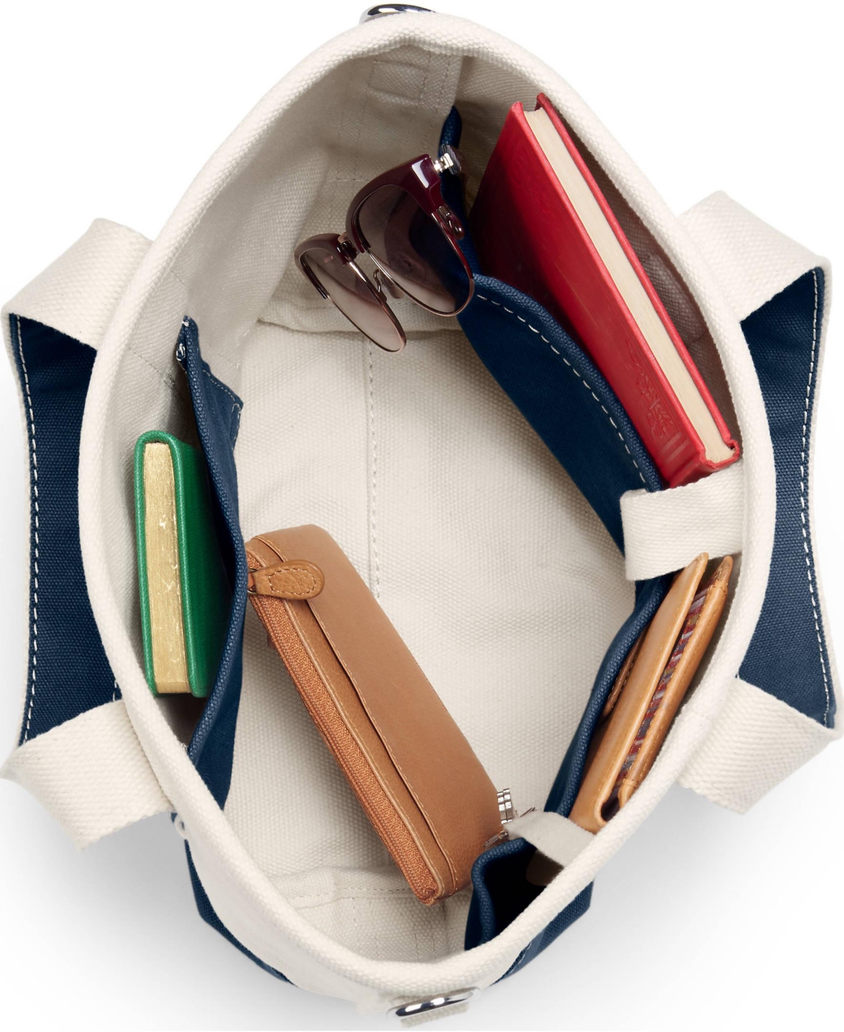Lands' End Small 3 Pocket Open Top Canvas Tote Bag