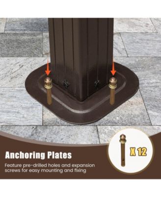 16 x 12 FT Hardtop Gazebo with Netting Heavy-Duty Double-Roof Galvanized Metal Top