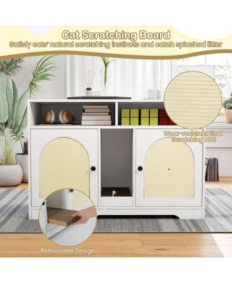 43" Hidden Cat Washroom Furniture with Storage Double Rooms Scratching Board