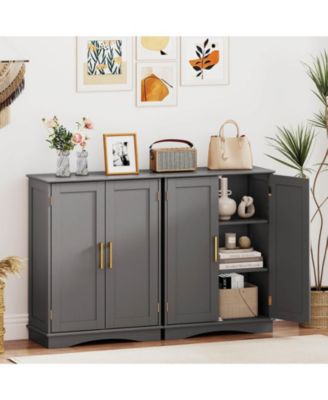 Floor Storage Cabinet Modern Storage Organizer with Adjustable Shelves &2 Doors