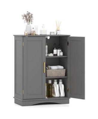Floor Storage Cabinet Modern Storage Organizer with Adjustable Shelves &2 Doors