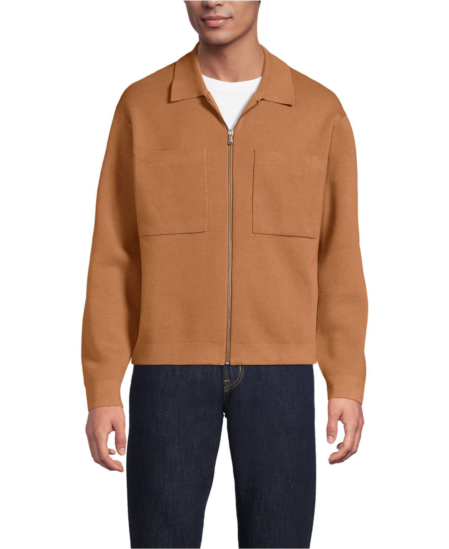 Men's Long Sleeve Fine Gauge Cotton Full Zip Chore Coat