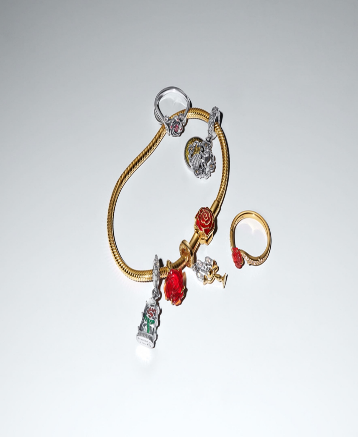 Pandora Disney Beauty And The Beast Enchanted Rose Ring In Gold