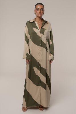 Women's Satin Safari Maxi Dress