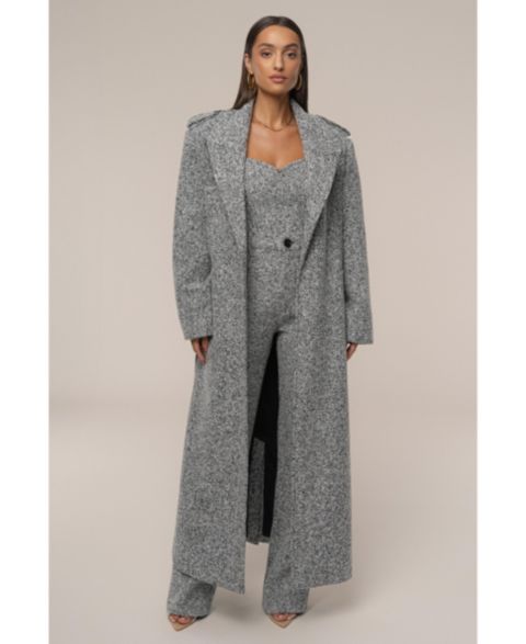 Женское пальто JLUXLABEL Savannah Belted Tweed, цвет: Серый