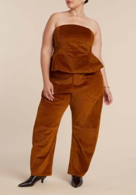 Women's Plus Size Corduroy Peplum Bustier