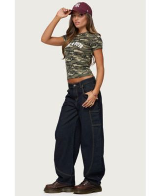 Womens Aden Contrast Stitch Barrel Jeans