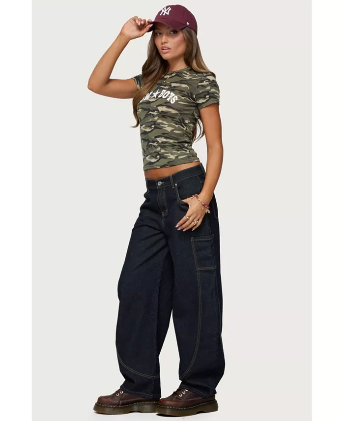 Womens Aden Contrast Stitch Barrel Jeans - thumbnail 3