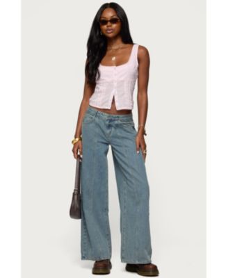 Women's Embroidered Cotton Button Up Top