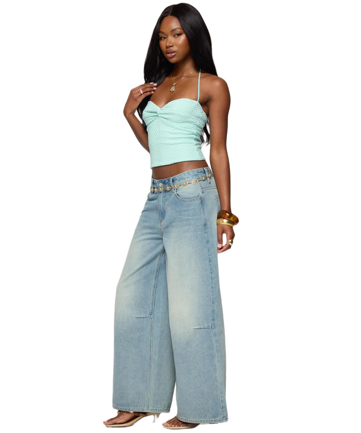 Women's Zoee Twisted Textured Halter Top