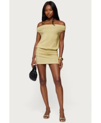 Womens Eris Metallic Off Shoulder Mini Dress
