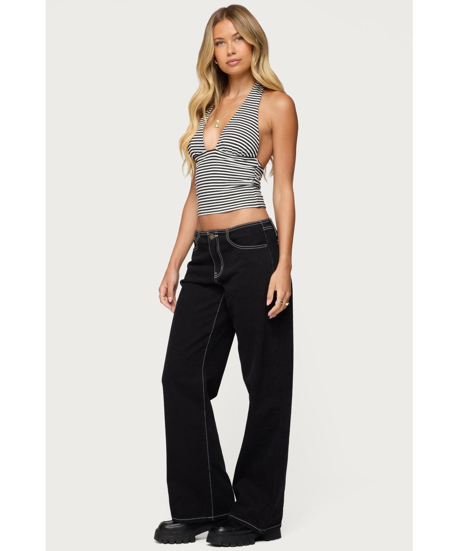Women's Sage Striped Halter Top