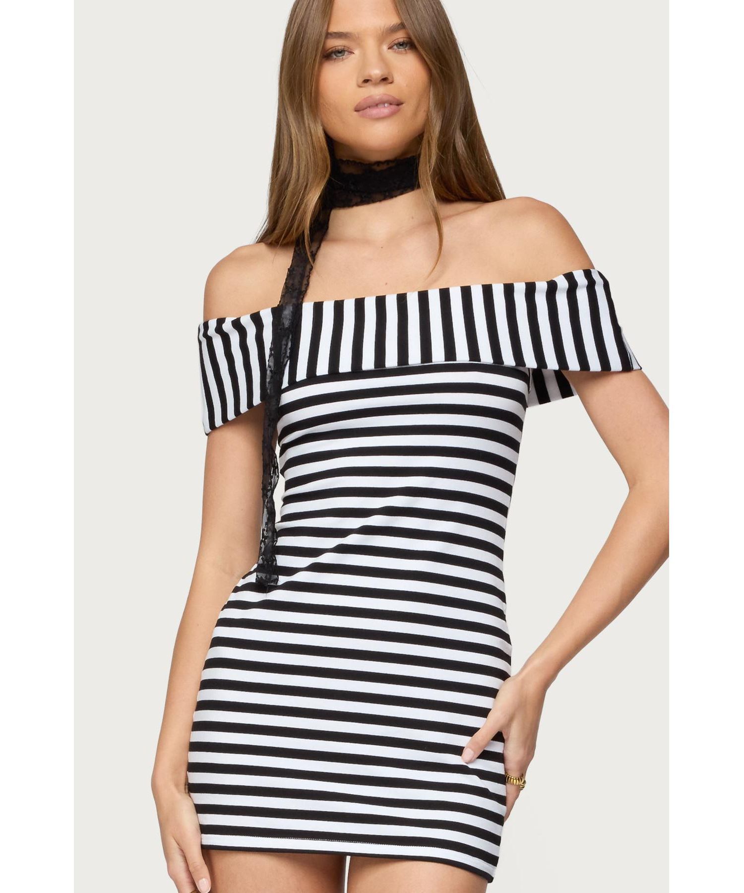 Women's Zivi Fold Over Striped Mini Dress