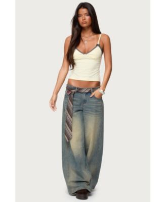 Womens Ruelle Contrast Frill Tank Top