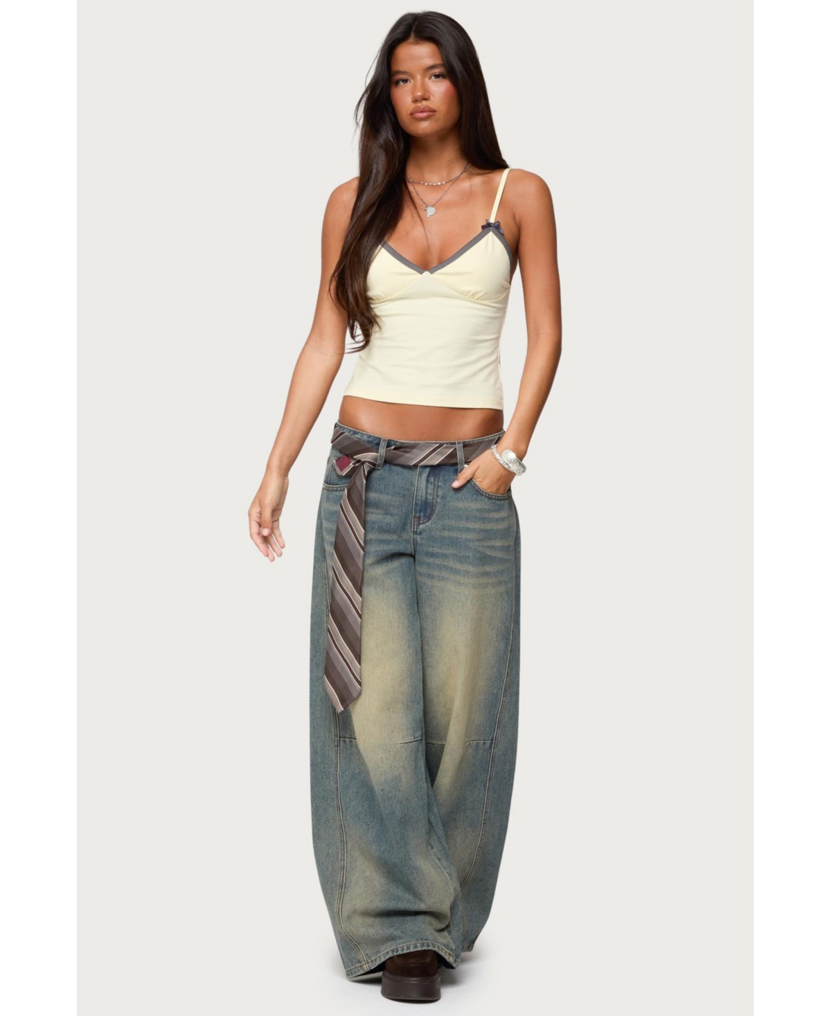 Edikted Womens Ruelle Contrast Frill Tank Top