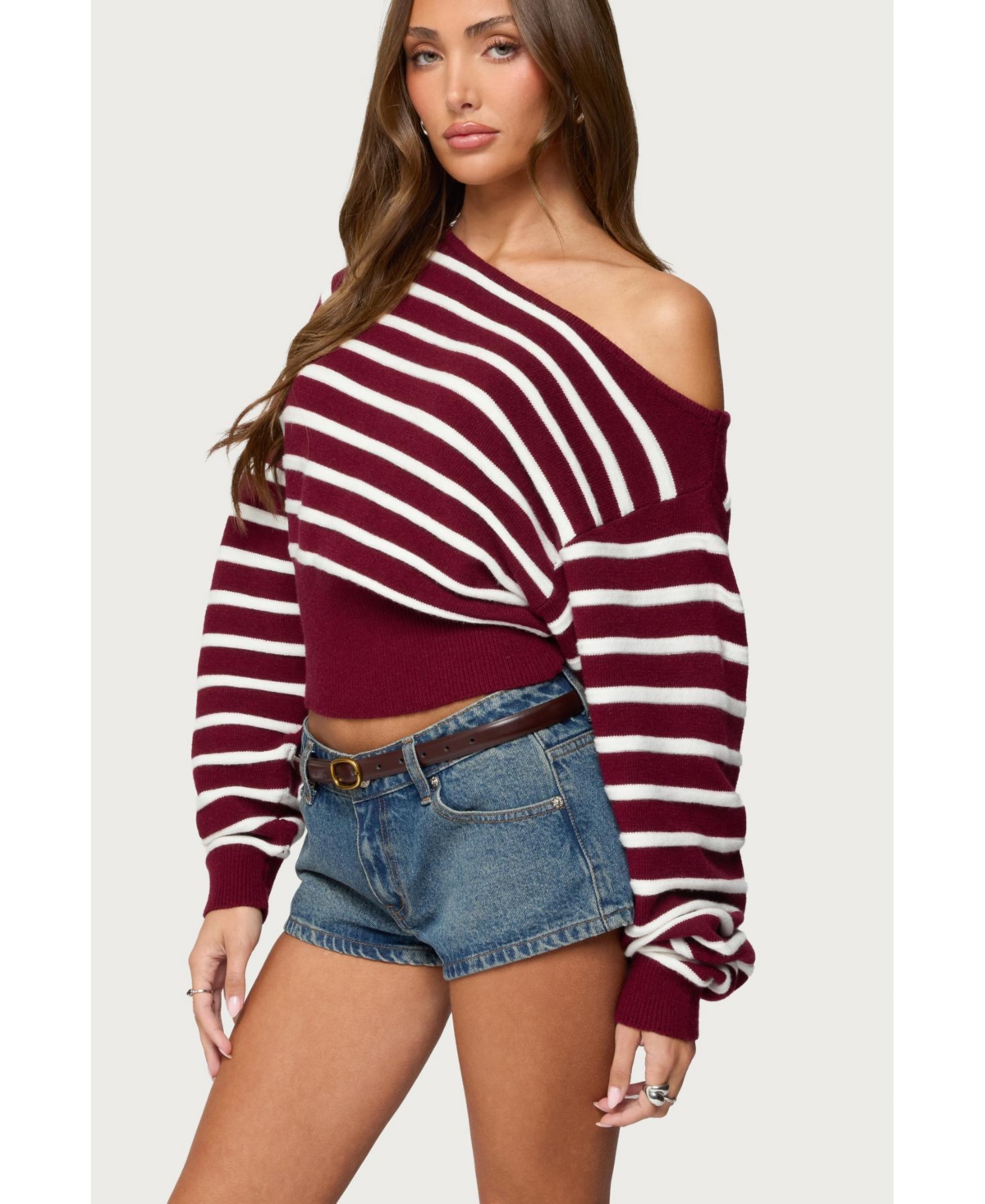 Edikted Womens Mika Off Shoulder Oversized Sweater