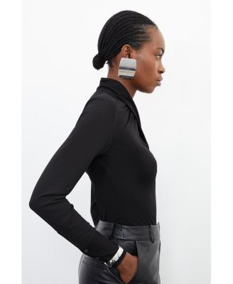 Jersey And Georgette Mix High Neck Top