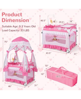 Portable Baby Playpen Crib Cradle Changing Pad Mosquito Net Toys