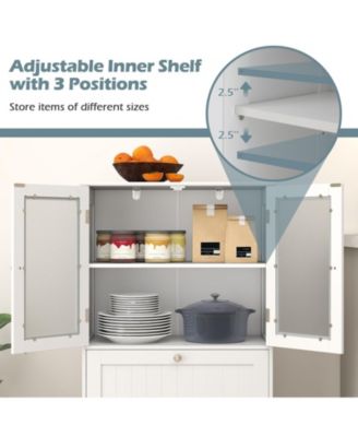 Bathroom Floor Storage Cabinet Freestanding Cupboard Pantry w/ 2 Drawers