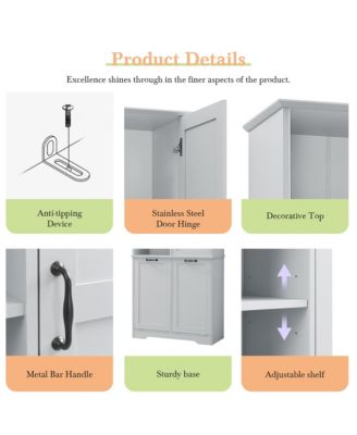 Bathroom Storage Cabinet with Doors Drawers Tilt-Out Laundry Hamper and Adjustable Shelves
