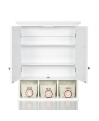 Wall Mounted Bathroom Storage Cabinet with Mirror, 2 Doors, Adjustable Shelves, Storage Baskets