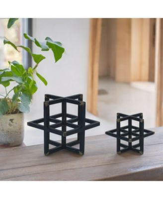 Set of 2 Modern Metal Star Sculptures for Contemporary Home Decor