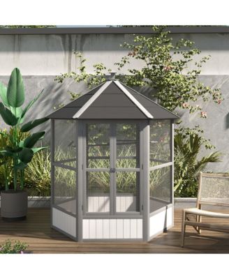 69" Large Wooden Hexagonal with Cove Roof, Light