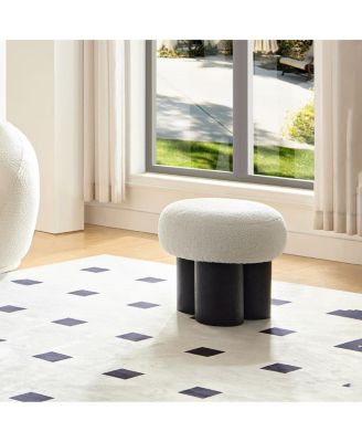 Modern Mushroom Ottoman with Wool Cushion, Footstool, Upholstered Seat for Living Room or Bedroom-The Pop Home